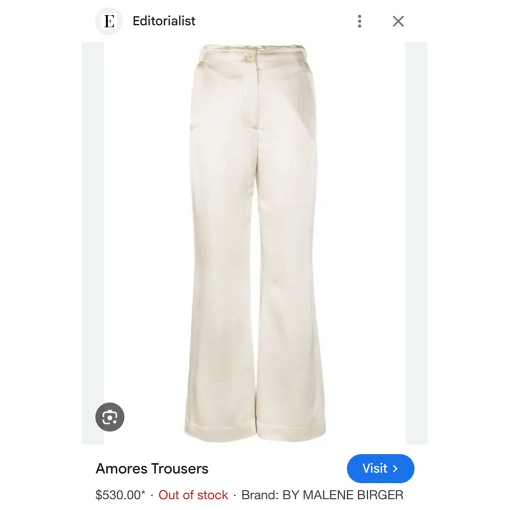 NWT BY MALENE BIRGER Amore Satin Trousers Beige 40/10 US